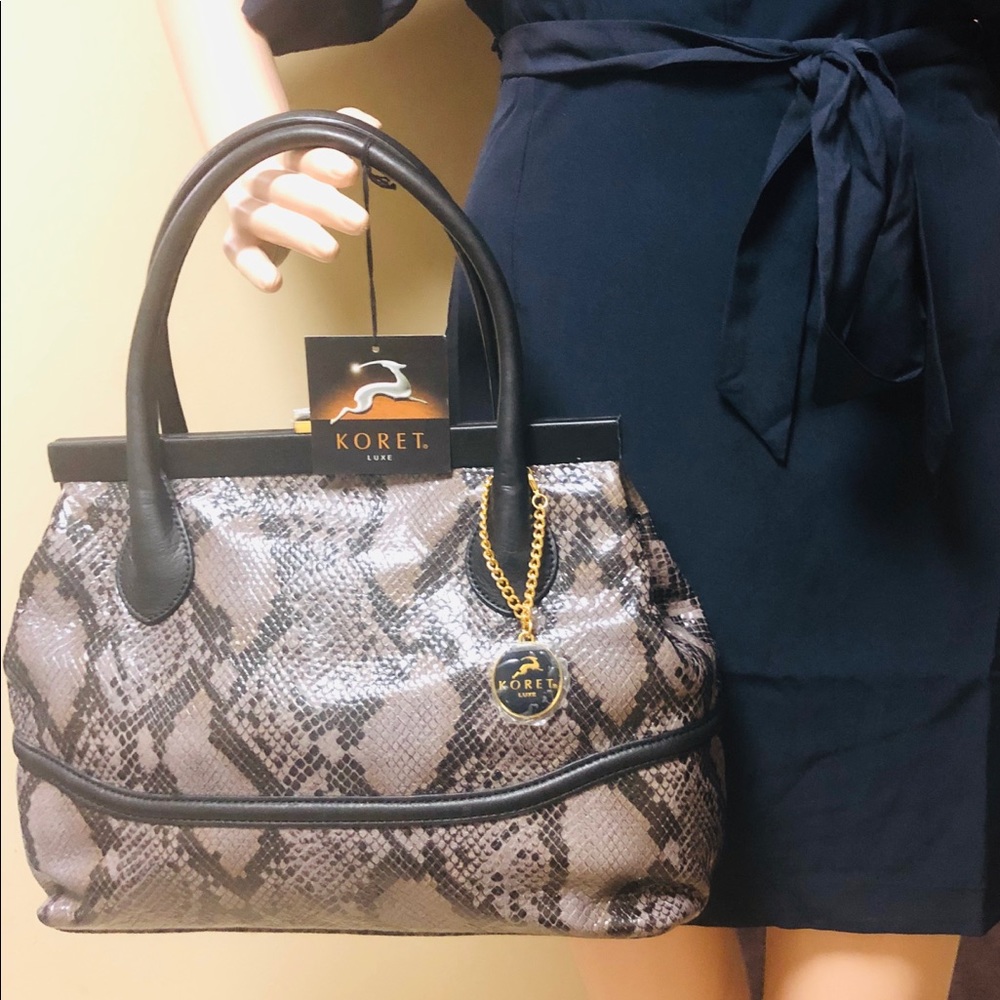 Koret Leather Embossed Reptile Satchel Bag